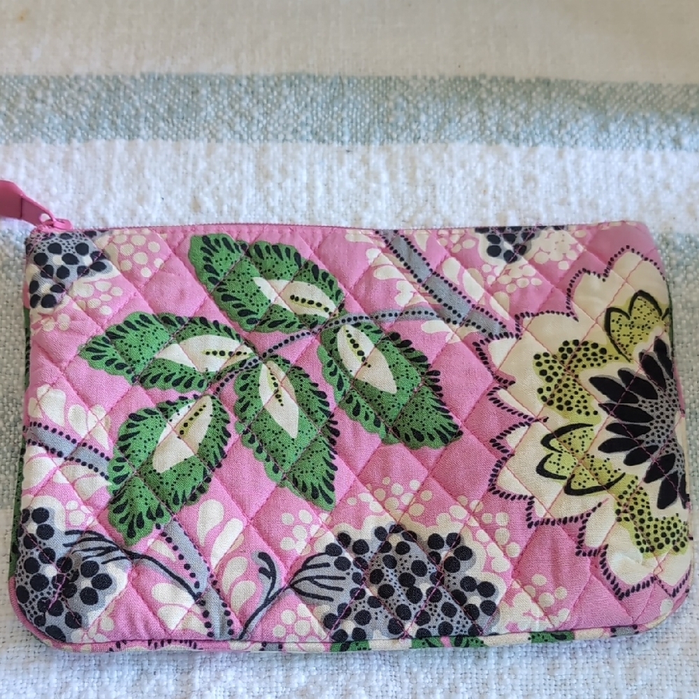 Vera Bradley Pink and Green Quilted Pouch 3pc Set - Picture 10 of 11